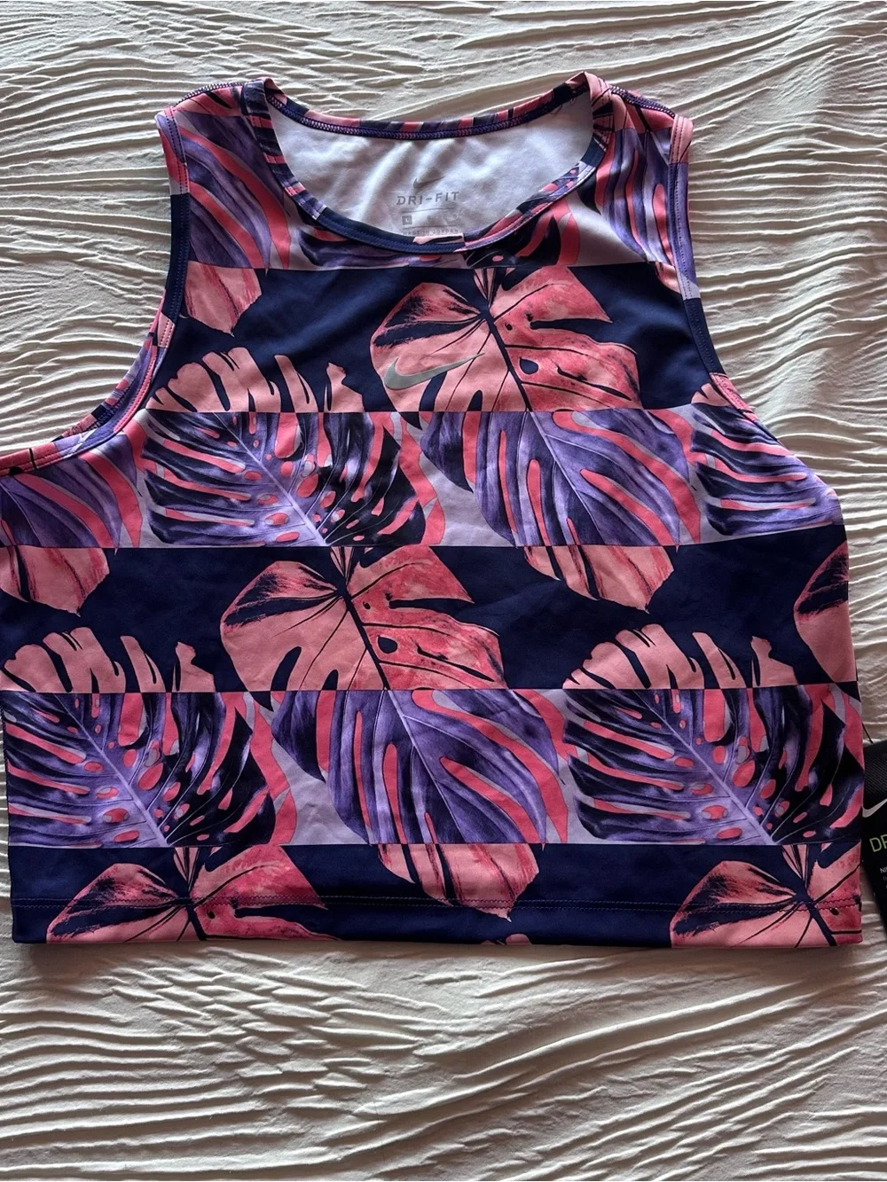 NWT Nike Women's Coral and Purple Tropical Print Crop Tank